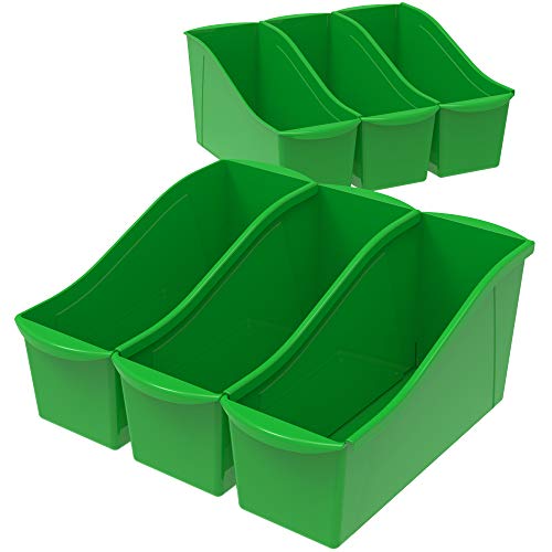 Storex Book Bin, 14-1/4 x 5-1/4 x 7 Inches, Grass Green, 6-Pack (STX71181U06C)