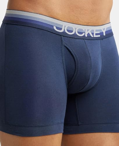 Image of Jockey ZN03 Men's Super Combed Cotton Elastane Stretch Solid Boxer Brief with Ultrasoft Waistband