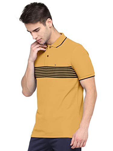 BULLMER Mens Regular Fit Printed Cotton Collared Tshirt/Polo Tshirt