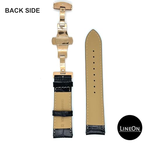 Image of Lineon 22mm Half Padded Premium Leather Mens Watch Strap with ButterFly Lock For Branded Watches Tool and Pins Include
