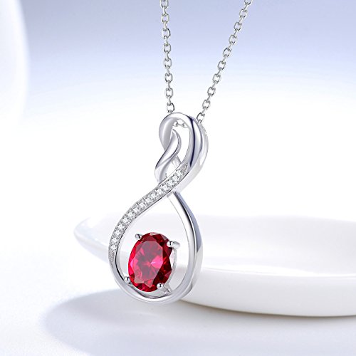 Dorella July Birthstone Ruby Necklace For Wife Birthday Gifts Sterling Silver Love Infinity Pendant Necklace For Women #TOP2