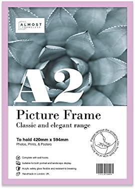 A2 Black Picture Frame, Fits A2 (42 x 59.4cm - 16.5 x 23.4in) Poster, Photo, or Print. Portrait and Horizontal Wall Hooks
