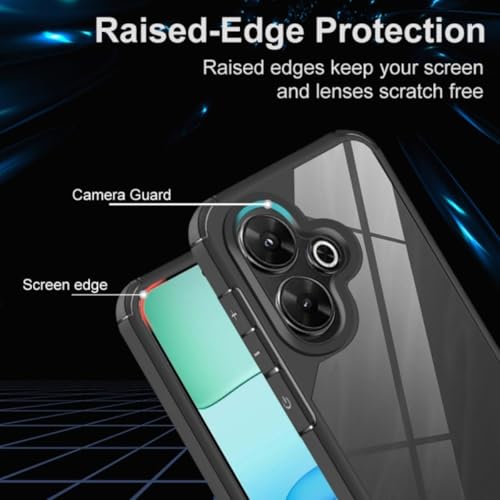 Image of SHINESTAR Ultra Slim Clear Back Cover for Redmi 13 5G, Transparent Hybrid Hard Shell Plastic & Soft Silicone Rubber Bumper, Non-Yellow Acrylic Protective Cover for Redmi 13 5G - Black