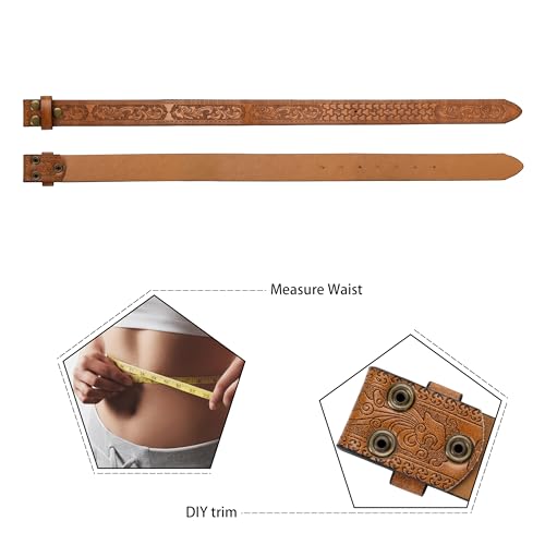 MUGANYI Western Cowboy PU Leather Belt - No Buckle Women Waist Strap Bull Decoration Floral Engraved 27" to 39" Waist2
