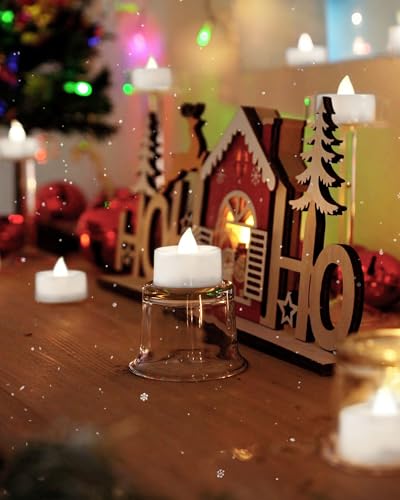 Image of BEICHI Flameless Candles, 24Pack Battery Operated Candle, LED Tea Lights Candles Battery Operated, Flickering Fake Votives for Wedding Halloween Christmas Diwali- Pure White Light