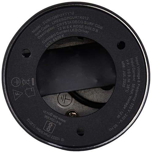 Image of Havells Crysta Deco Surf Cob 12W 6K Rose Gold B,Led-Spotlights,Energy Efficient,Long Life of 25000 Burning Hours,Beam Angle of 36,Metal Body Cob with Integrated Driver,Cool Daylight (6500K)