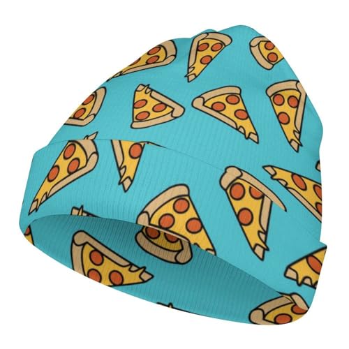 Funny Pizza Pattern Kids Beanie Hat for for Girls Boys Children Cap Winter Knitted Chemo Cancer Headwear Accessories Gifts Decoration Black