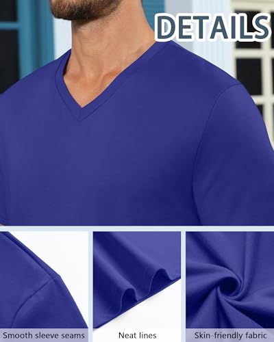 Neer 3 Pack Men's Big and Tall T-Shirts Casual V Neck Short Sleeve 30% Cotton Tee Shirt Summer Basic Soft Fitted Solid Tops4