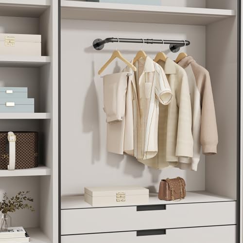 YheenLf 64cm Kleiderstange Wandmontage,Garderobenstange,1 Stück,Schwarz – Ansicht 3