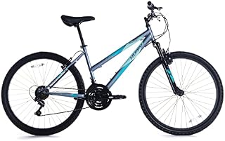 Huffy Stone Mountain Ladies 26 Inch Wheel Hardtail Mountain Bike Front Suspension 21 Speed Shimano Adults Grey & Teal
