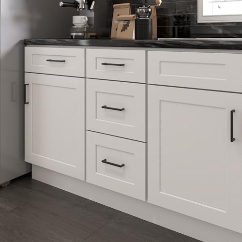 Image of Furinno Shaker Drawer Base Kitchen Cabinet with 3-Drawers, Ready to Assemble, 24 D x 15 W x 34.5 H, White