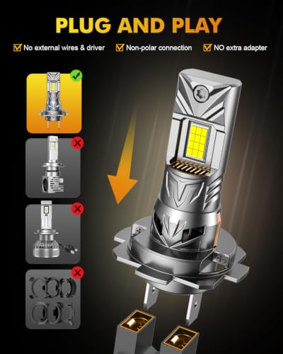 Image of 2026 ๐๐๐ญ๐๐ฌ๐ญ-๐๐๐ง H7 /H7LL Headlight Bulb Retainers, ๐๐,๐๐๐๐๐ 1800% 6500K Cool White, 48 PCS Chip Real 1:1 Mini OEM Size, 90K+ Hours Service Life, IP68 No Adapter Needed, Canbus Ready