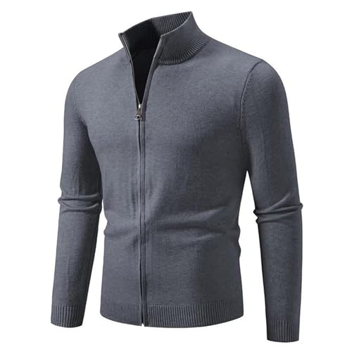 Men's Spring/Fall Slim Fit Stand Collar Solid Color Knitted Cardigan – Casual Fashion Sweatercoat2