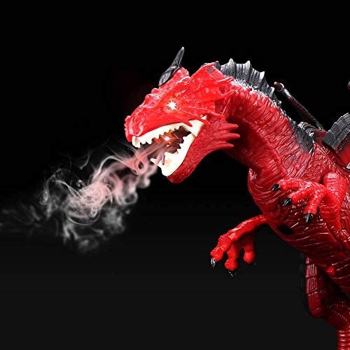 Betheaces Remote Control Dinosaur,Dragon Toy For Kids Boys Girls Red Dragon Figures Learning Realistic Looking Large Size With Roaring Spraying Light Up Eyes For Birthday Xmas Gifts (Style-1) #TOP2