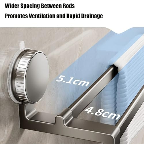 Porte-serviettes ventouse anti-perçage pour carrelage étagère double barre aluminium 50cm - 4