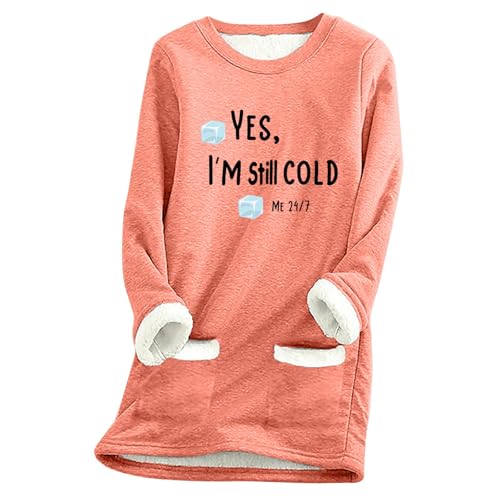Sweat polaire femme épais à manches longues col rond couleur pastèque