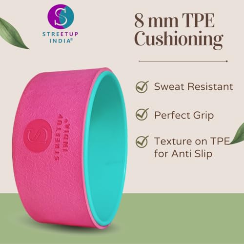 Image of Streetup India Yoga Wheel for Stretching, Exercise, Back Bends, Workout for Unisex With High Density Strong Foam Sweat Resistant (Pink)