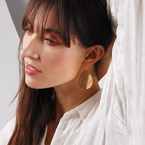Teardrop Dangle Earrings for Women - Gold, Rose, or Silver Tone Delicate Lightweight Filigree Statement Earrings2