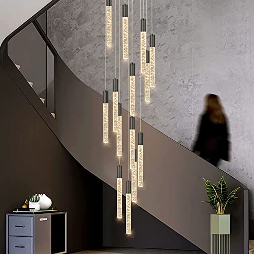 20-Lights Crystal Chandeliers For Living Room Entryway Flush Mount Ceiling Light Led Dimmable Lights Ceiling Pendant Light Fixture 157" Long Chandelier Lighting For High Ceiling Foyer #TOP6