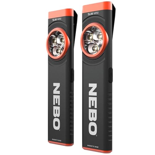 Image of NEBO Slim Mini Pocket Light 2-Pack | Rechargeable, 250 Lumens, 2 Light Modes, Small Flashlight for EDC & Emergencies, Magnetic Base, Lightweight, Water Resistant & Durable, Includes Charging Cable