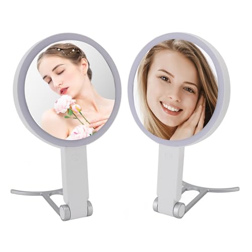 Espejo de maquillaje iluminado con aumento y luces LED regulables para un delineado preciso 3