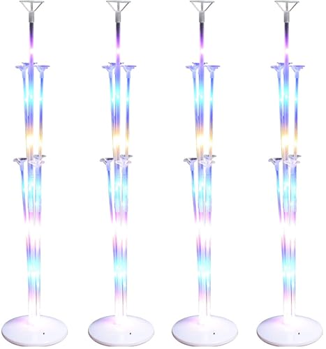 4 soportes para globos, soporte para globos LED, kit de soporte para globos, mesa para decoración de fiestas, cumpleaños, Navidad, decoración de bodas