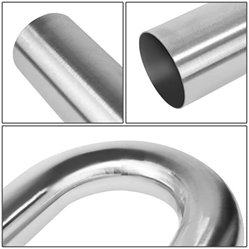 Image of DNA MOTORING ZTL-PP-25-180-SS 180 Degree U-Bend DIY Custom Mandrel Exhaust Tubing,2.5 inch OD,Universal Fit,Polished Finish