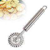 パイカッター ステンレス ラビオリカッタースタンプ ローラーホイールラウンド型 パイカッター 波刃 お菓子作り 製菓道具 キッチン用品(ステンレス鋼)