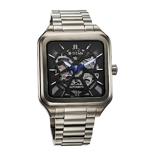 Titan Mens Analog Silver Dial Black Band Stainless Steel Watch - Image 2