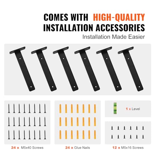 Vevor 8”L X 4”W X 1.6”H 6 PCS Floating Shelf Brackets 12 Inch, 6 Pack Heavy Duty Shelf Brackets, Brackets For Shelves thumb #5