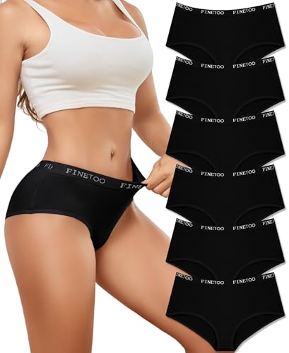 FINETOO Cotton Underwear Women Ladies Knickers Sport Belt Panties Cotton Soft Pants For Women Mid Rise Briefs Multipack 6 Pack(M)
