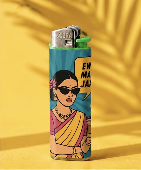 Cigarette Lighter, Pop Art Indian Woman Design, Colourful Printed Windproof Lighter-image-5