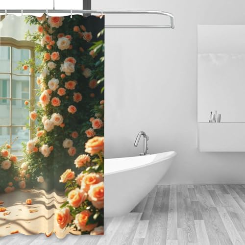 Rideau de douche résistant lavable en machine tissu épais rose