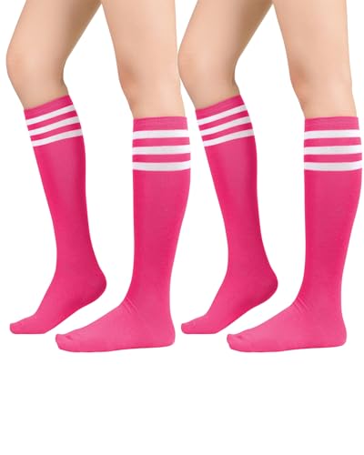 Image of Century Star 2-Pack Long Knee High Socks for Women-Mixed Striped Tube Socks Causal Stockings