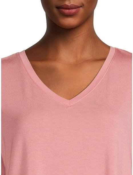 Time and Tru Women's V-Neck High Low Pullover Tunic T-Shirt,(Mauve Glow-L) - Image 4