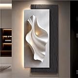Sichabeixc Abstract Wall Art with LED Lights, Imitation 3D Wall Decor, Modern Wall Sculpture, Decorative Painting for Living Room, Bedroom(B,55.1 * 27.6IN)