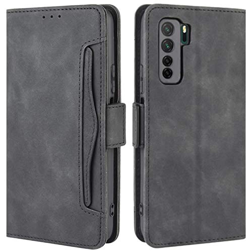 HualuBro Handyhülle für Huawei P40 Lite 5G Hülle Leder, Flip Case Cover Stoßfest Klapphülle Handytasche Schutzhülle für Huawei P40 Lite 5G Tasche (Schwarz) Cover
