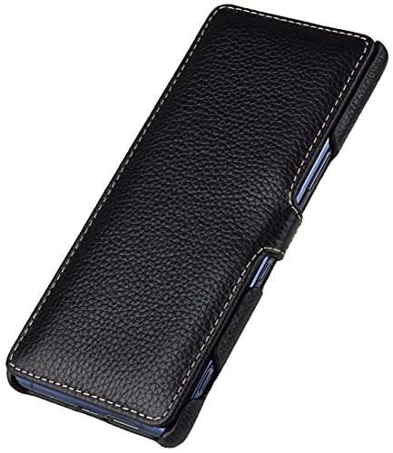 STILGUT Book Case Compatible with Sony Xperia 5 II Leather Case with Clip Closure Leather Case Flip Cover Phone Case - Black - Image 2