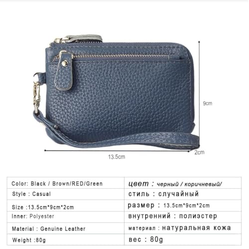 Genuine Leather Mini Change Purse Wristlet Wallet Zipper Around Coins for Girls Women4