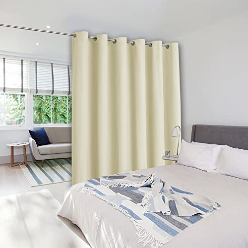 Image of NICETOWN Privacy Room Separating Divider, Wall Space Dividers Curtain Screen Partition for Rooms, Sound Barriers, Sliding Door Insulated Curtain, Beige, 10ft Wide x 7ft Long