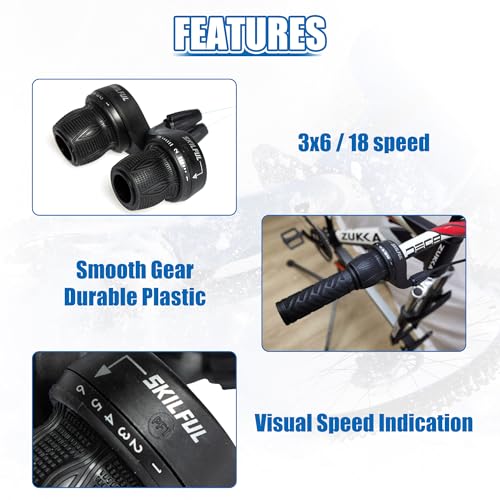 image for MEGHNA Bicycle 18 Speed Shifter Twist Shifter Lever 3x6 Speed Grip Shi