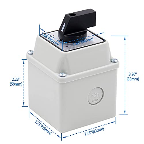 Heschen Universal Rotary Cam Selector Changeover Switch SZW26-20/D303.3D 660V 20A 3 Position 3 Phase 12 Terminals with Master Switch Exterior Box LW28-20/4 (Standard Box) - Image 4