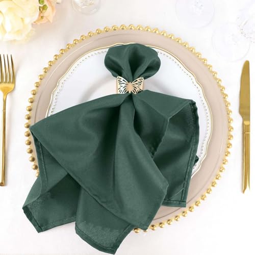 Efavormart Premium Cloth Napkins Set of 5, 20x20 Inch Hunter Green Seamless Dinner Napkins, Washable Linen Table Napkin Cloth with Hemmed Edges for Weddings, Party and Banquet