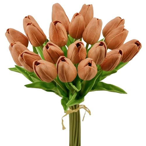 Image of Mandy's 20pcs Artificial Burnt Orange Tulips