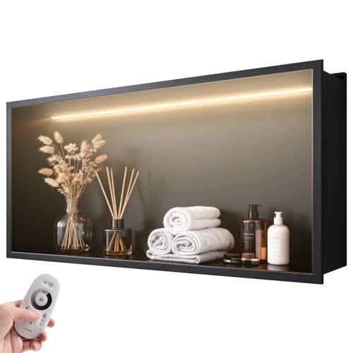 WICHEMI Shower Niche LED Lights 24X12 Recessed Wall Niche for Shower Wall