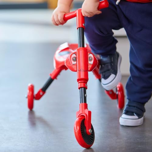 Scuttlebug 3-kołowy składany trójkołowy trójkołowy dla 1-3 lat, Beetle Trike, Kierownica Anteny, Rozwijaj równowagę malucha i umiejętności motoryczne, bez zadrapań powierzchniowych, czerwony, czarny, W33cmxD60cmxH43cm