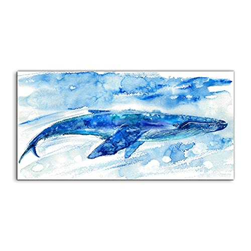Tableau plexiglas salon Coloray baleine aquarelle 100x50cm pour illuminer les pièces sombres