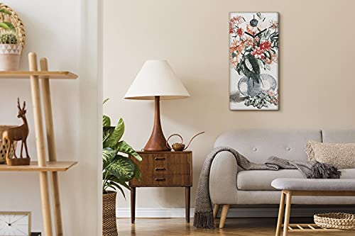 Horloge sur toile moderne salon et chambre tableau mural floral fleurs 30x60cm - 4
