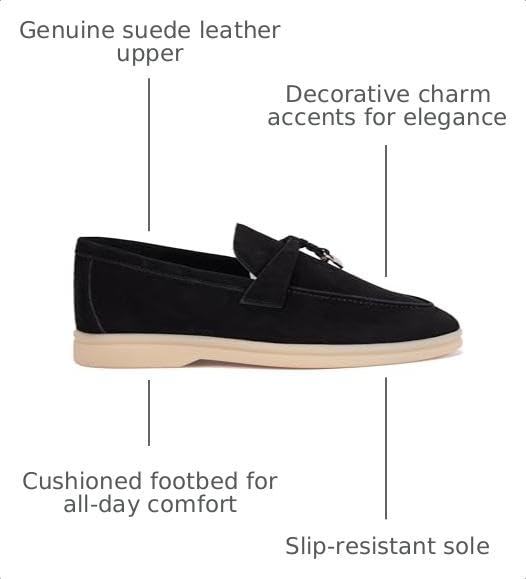 Image of Women's Summer Stroll Charms Premium Designer Suede Leather Loafers Shoes