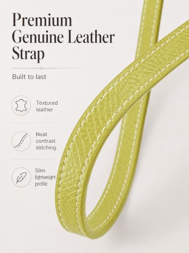 Image of Purse Organizer Insert & Leather Strap Conversion Kit Set, Compatible with Longchamp Le Pliage Mini Bag - Felt Inner Liner & Adjustable Shoulder Strap,Beige Insert & Lime Strap